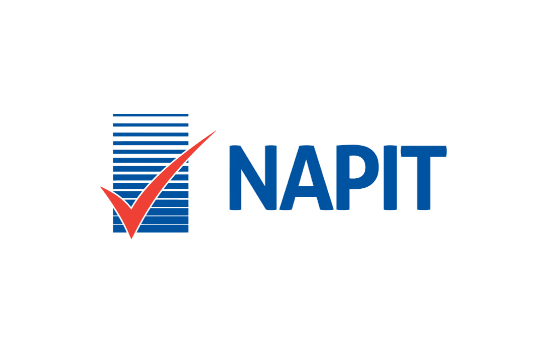 Logo of NAPIT, a British trade association, featuring stylized blue lines and a red checkmark.