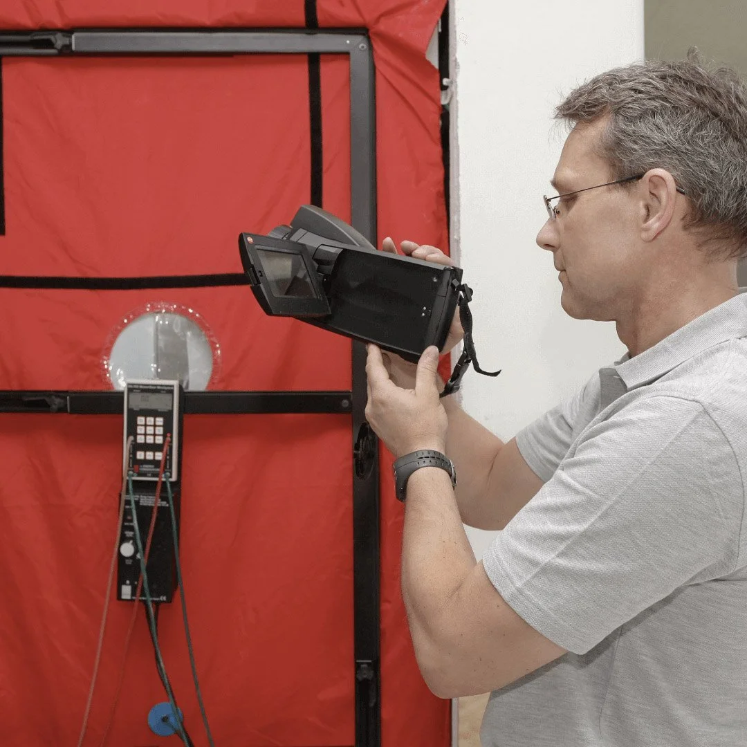 Testing air permeability in a new commercial building