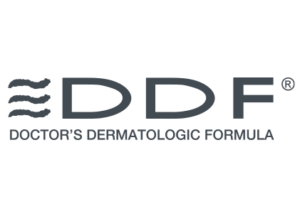 Logo for DDF Doctor's Dermatologic Formula with three wavy lines and the text 'DDF' and 'Doctor's Dermatologic Formula' beneath.