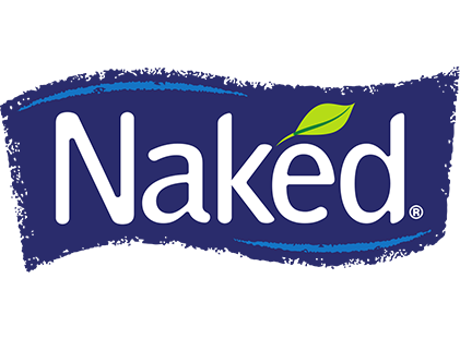 Naked brand logo with a blue background and a green leaf above the letter 'd'.