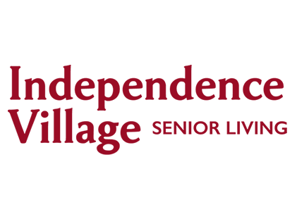 Logo for Independence Village Senior Living with maroon text on a white background.