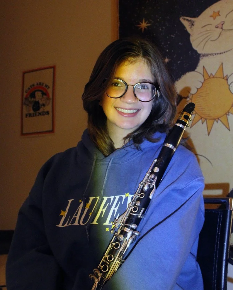 University of North Texas Senior Sierra Coffman poses with her clarinet in her room at Uptown
Apartments in Denton, Texas on Saturday, April 4, 2026. Coffman is a Clarinet Education Major
and wants to teach middle schoolers how to play instruments in