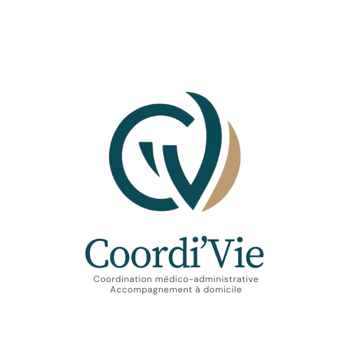 Logo  avec un symbole de serre et un cœur, accompagnée du texte en français "Coordination médico-administratif".