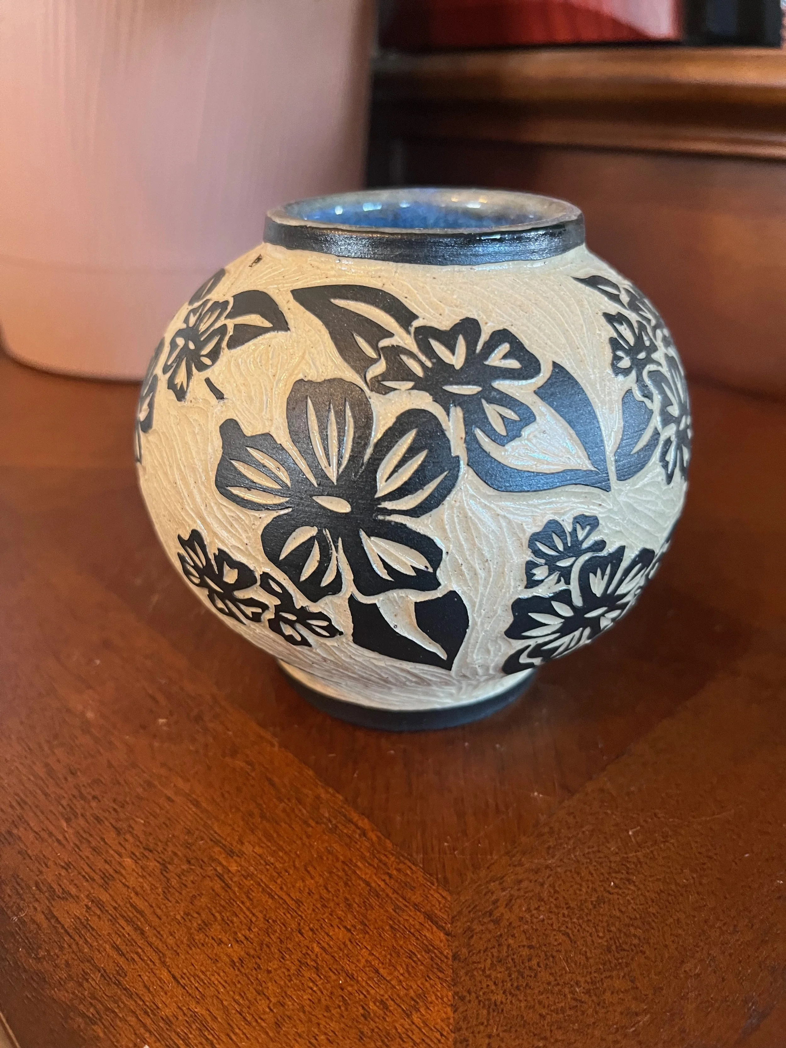 Hand Carved Blackberry Vase