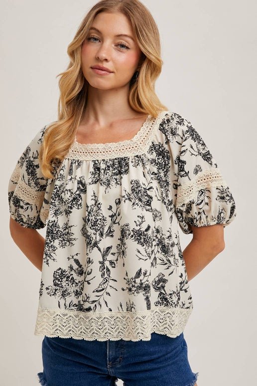 Floral Square Neck Blouse