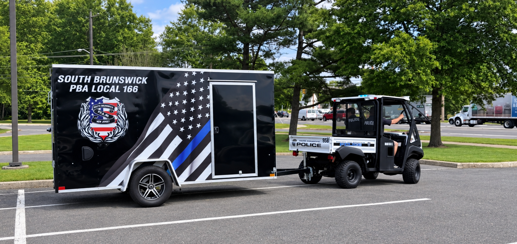 South Brunswick PBA Local 166 Trailing heading to community event.