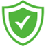 Green shield icon with a white checkmark in the center