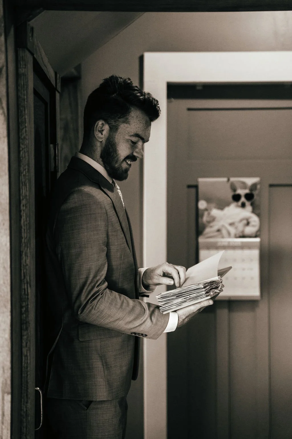 Groom at one of Central Alberta's best farm wedding venue in Alberta, Open Country Farm, near Calgary 