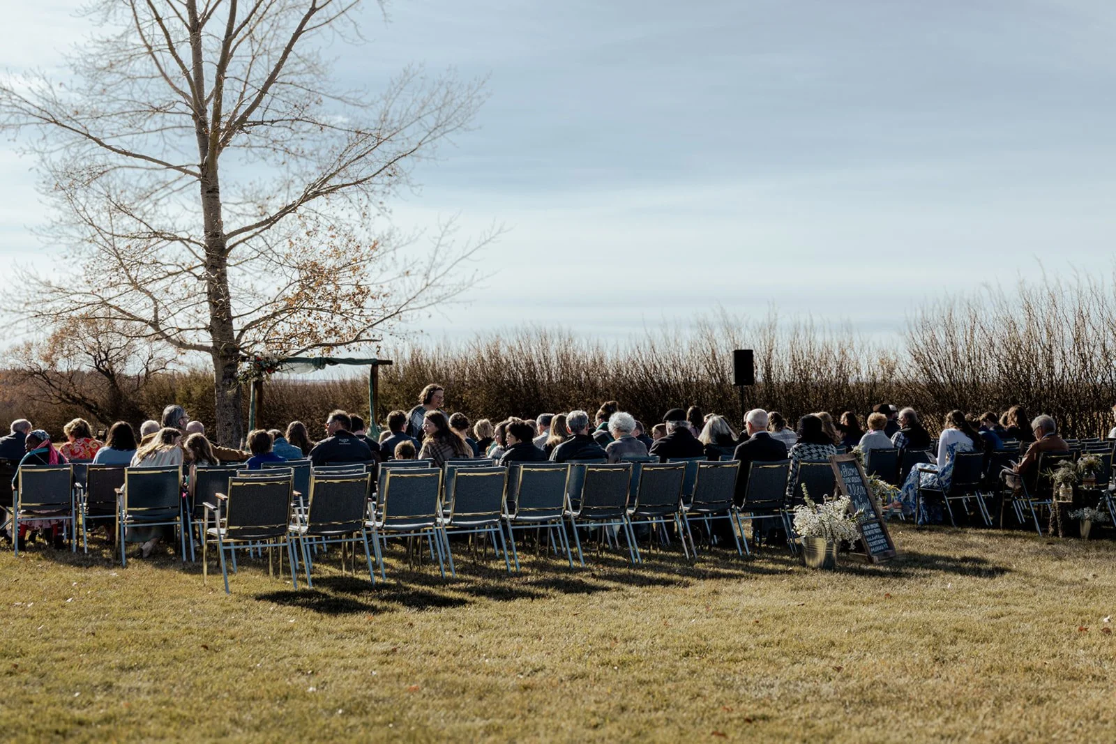 Autumn outdoor wedding at farm wedding venue in Alberta. Open Country Farm only 70 minutes northeast of Calgary, a hidden gem no one knows about yet