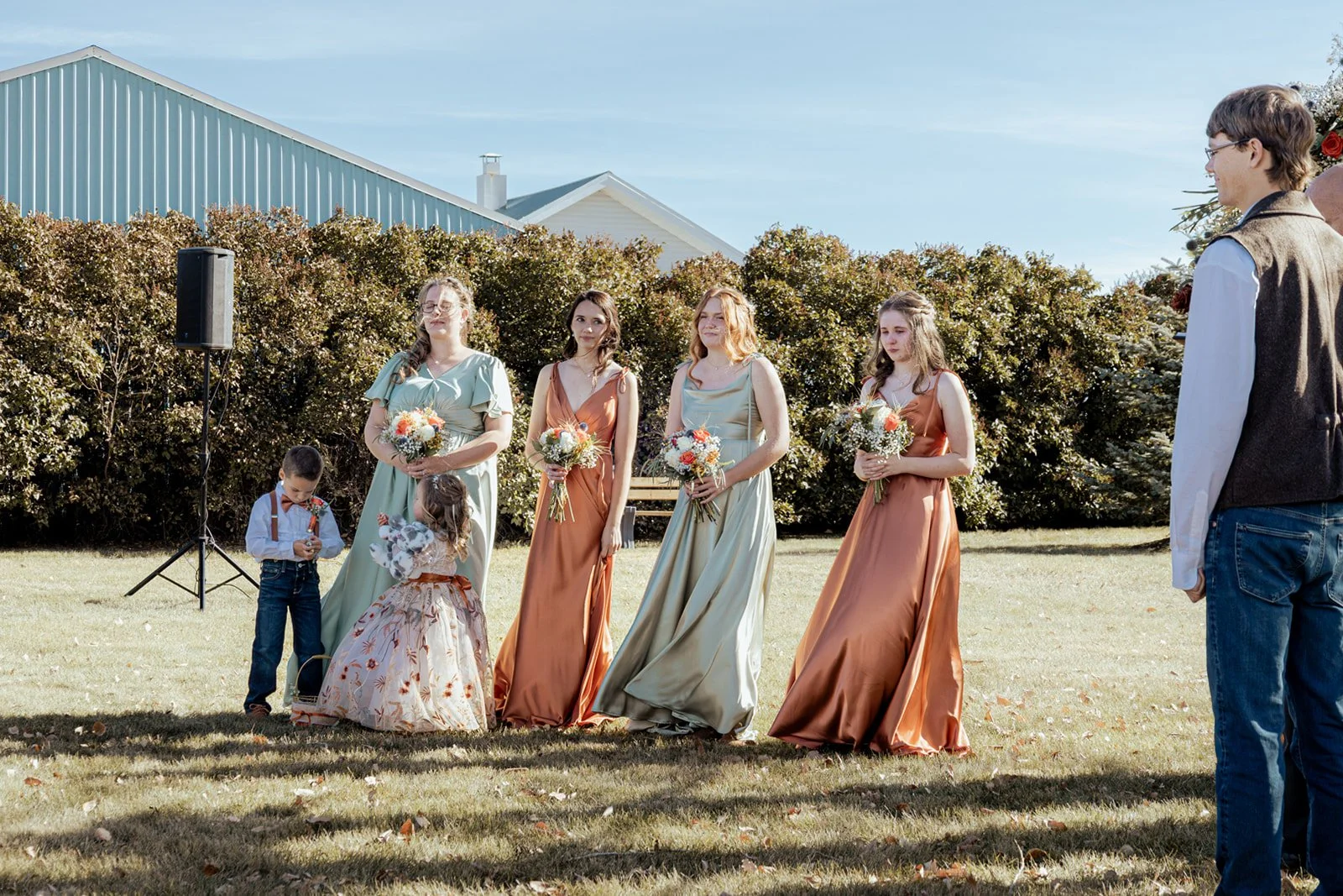 Bridal party photography location at Open Country Farm near Linden Alberta, a top photographer destination for prairie wedding photography in Central Alberta between Calgary and Red Deer
