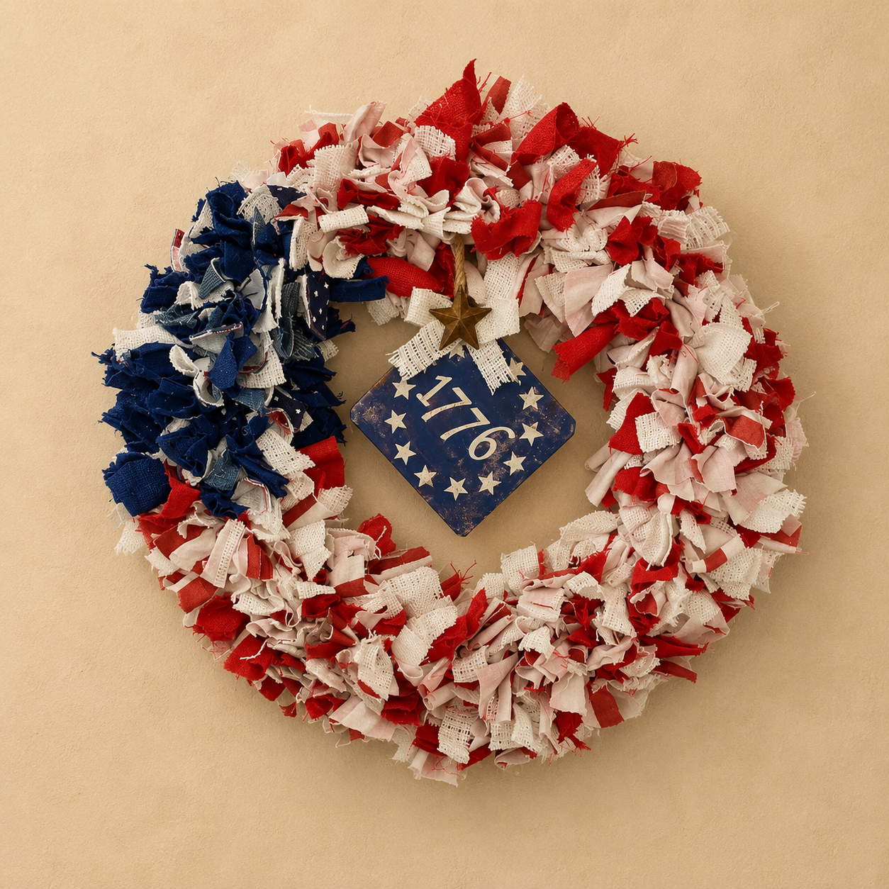 Americana 1776 Rag Wreath
