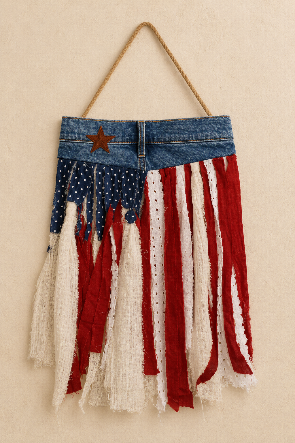 Rustic Americana Denim Wall Hanging