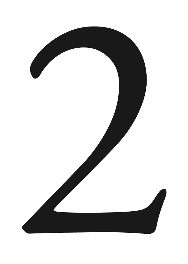 Large black number 2 on a dark background.