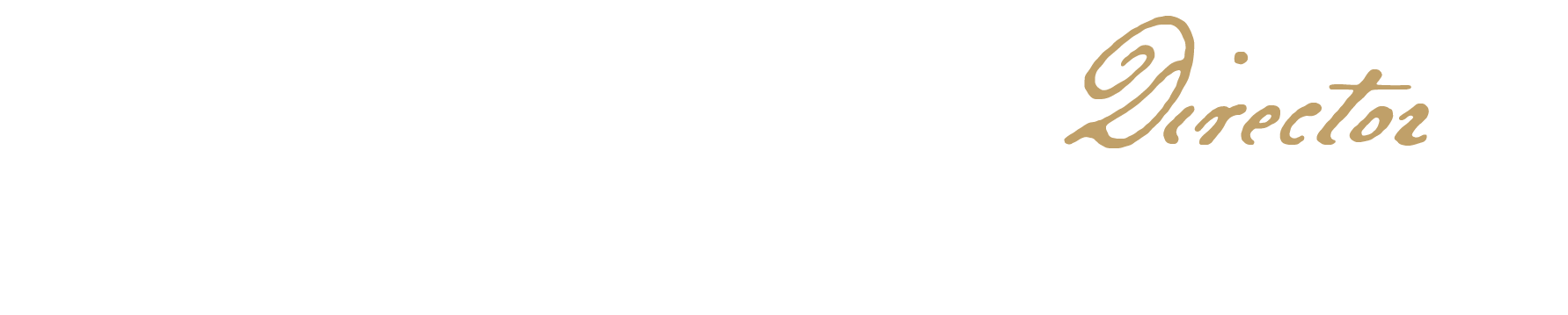 Black and white illustration of a man working with a vintage camera, with a sepia tone and the word 'Director' written in cursive.