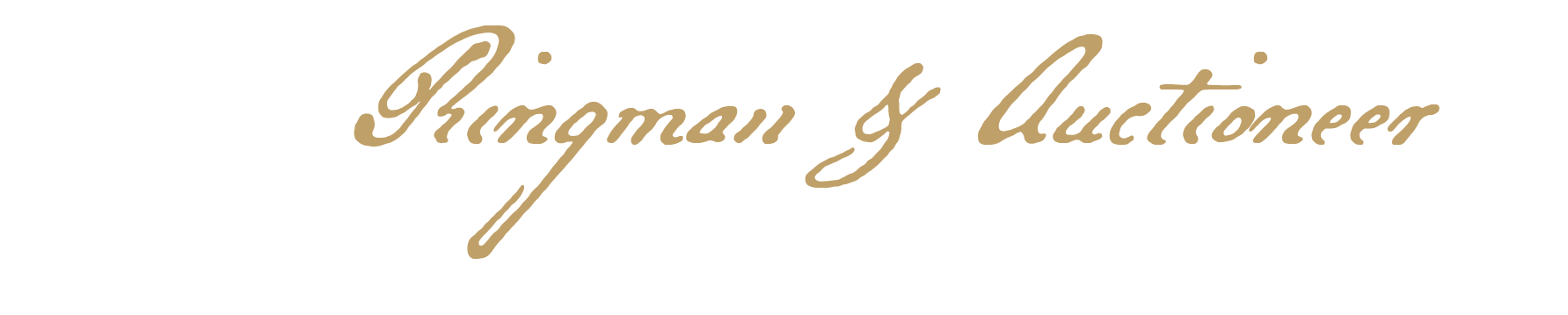 A logo with the text 'Kingman & Auctioneer' written in gold cursive against a black background.