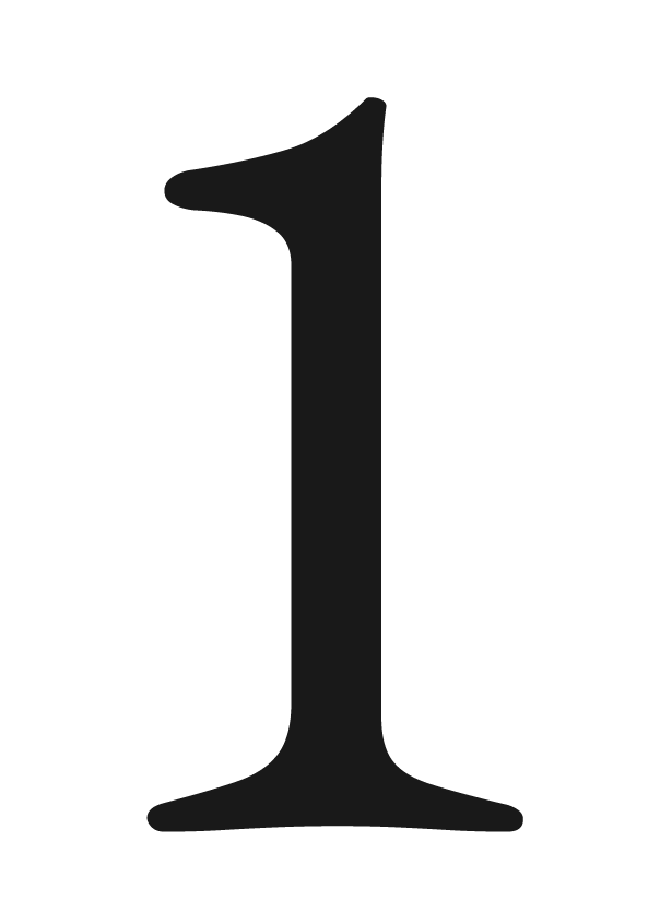 A large black number one on a transparent background.