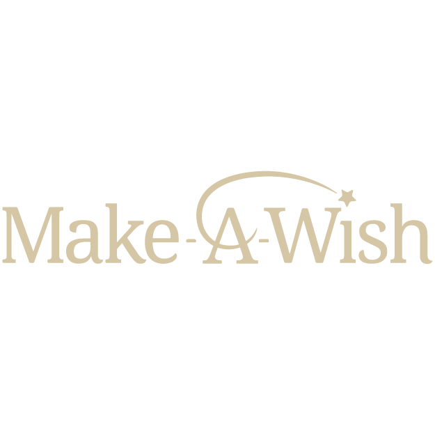 Text reading 'Make-A-Wish' with an arc and star design above the words.