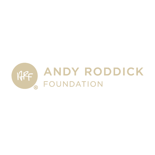 Logo for the Andy Roddick Foundation with the foundation's name and a circular emblem with stylized initials.