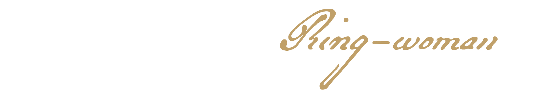 A logo with black and beige colors, featuring a stylized male and female symbol intertwined above the text 'King-woman' in cursive font.