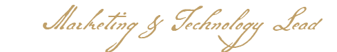 Elegant gold script text saying 'Marketing & Technology Lead'
