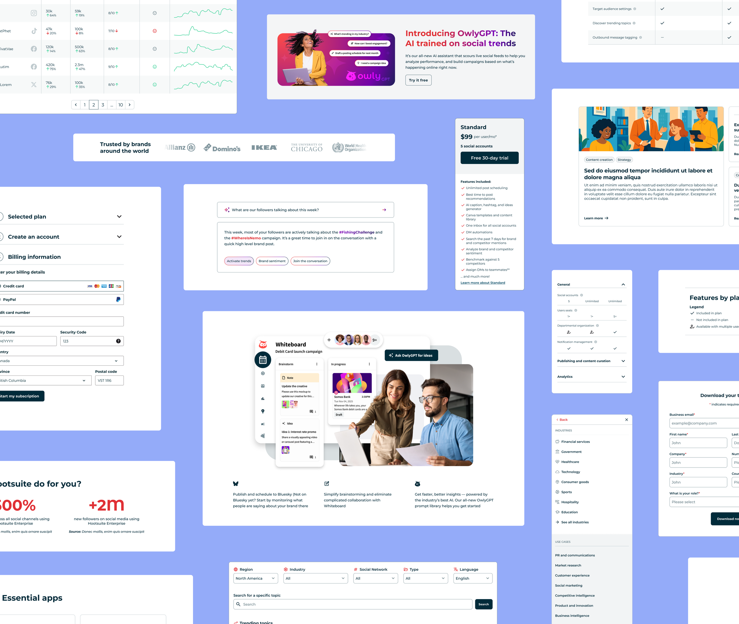 Image of a collection of UI components used throughout a website