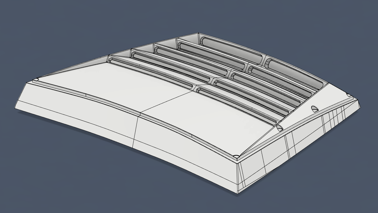 High-precision 3D CAD model of a car hood vent plug, reverse engineered for professional automotive mold manufacturing.