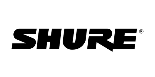 Shure logo in black text on a white background.