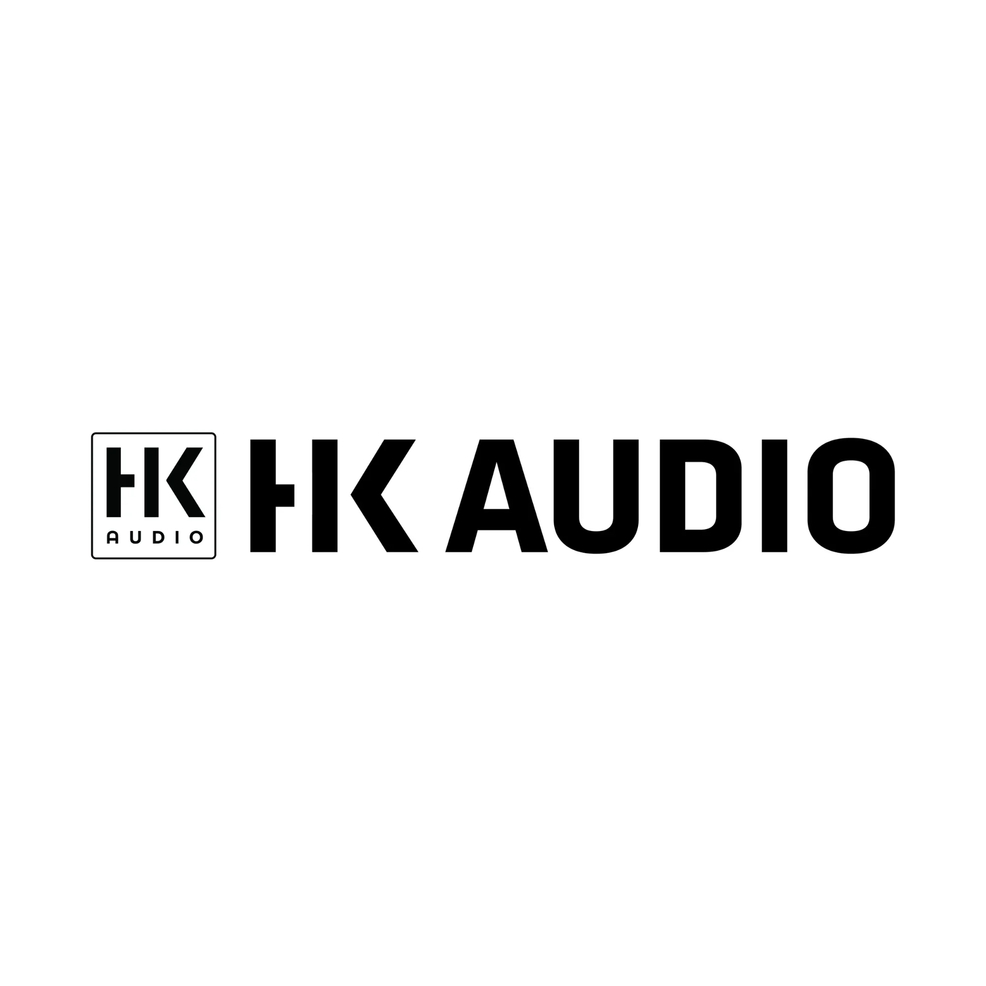 Black text overlay reading 'FK AUDIO' with a small logo on the left side that contains 'FK AUDIO' in black inside a square outline, on a white background.