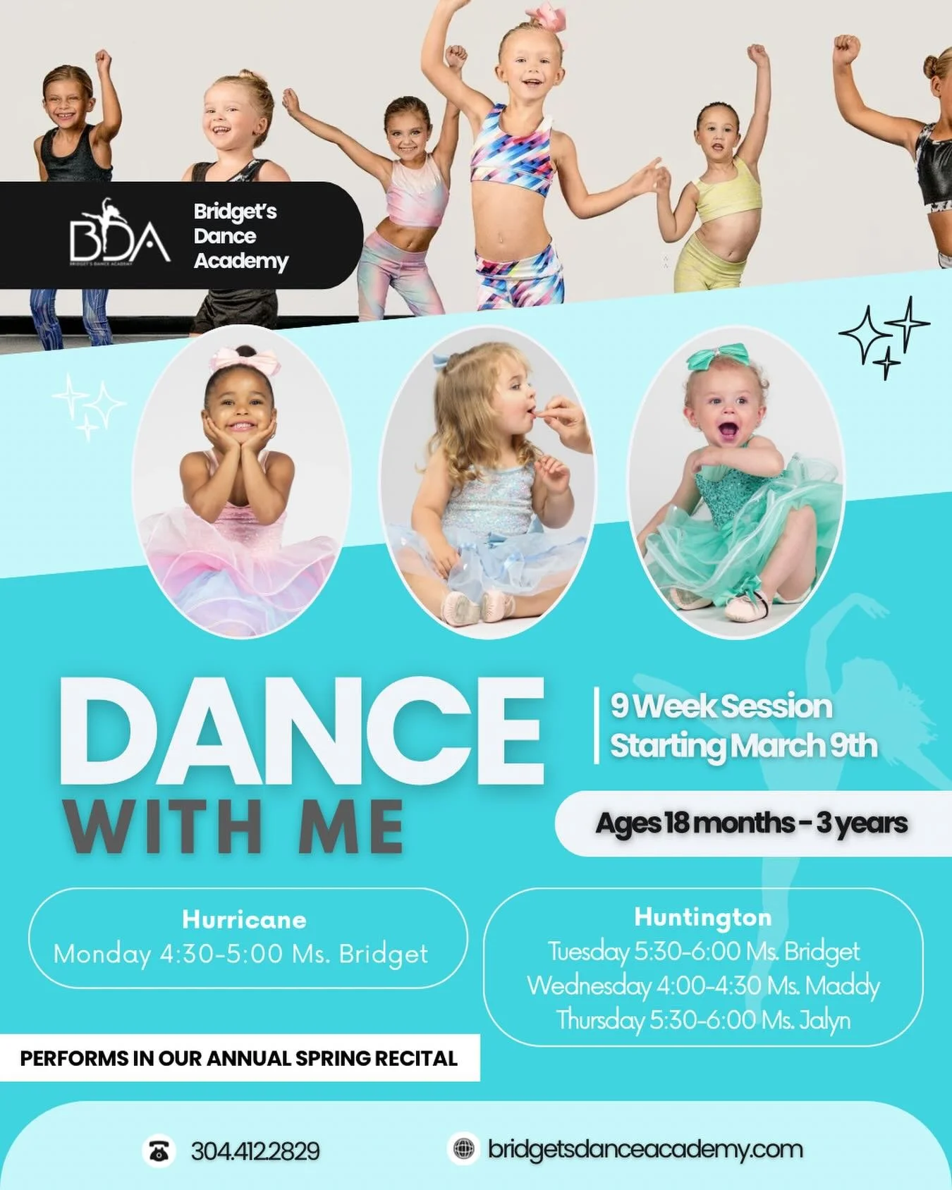 ✨ Dance With Me is starting March 9th! ✨
A magical intro to dance experience with your little one 💕

Ages 18 months &ndash; 3 years
Spots are limited &amp; classes fill quickly!

🚨 Our website may be down periodically while we do some house keeping