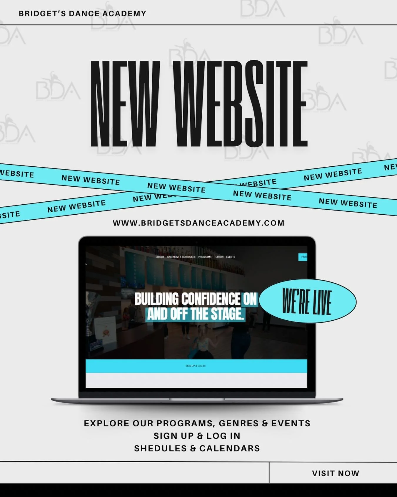 NEW WEBSITE 💻  NEW LOOK✨ SAME BDA HEART🩵

🌐 www.bridgetsdanceacademy.com

Programs &bull; Schedules &bull; Enrollment &bull; Events
Everything BDA, all in one place.