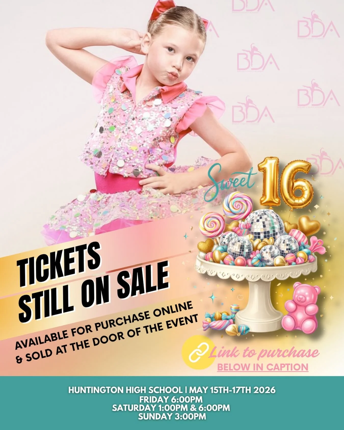 Cue the confetti&hellip; it&rsquo;s recital weekend!! 🎉✨

Tickets for our SWEET 16 Spring Recital are STILL available online and will also be sold at the door while seats remain! Come celebrate 16 incredible seasons of dance with us this weekend at 