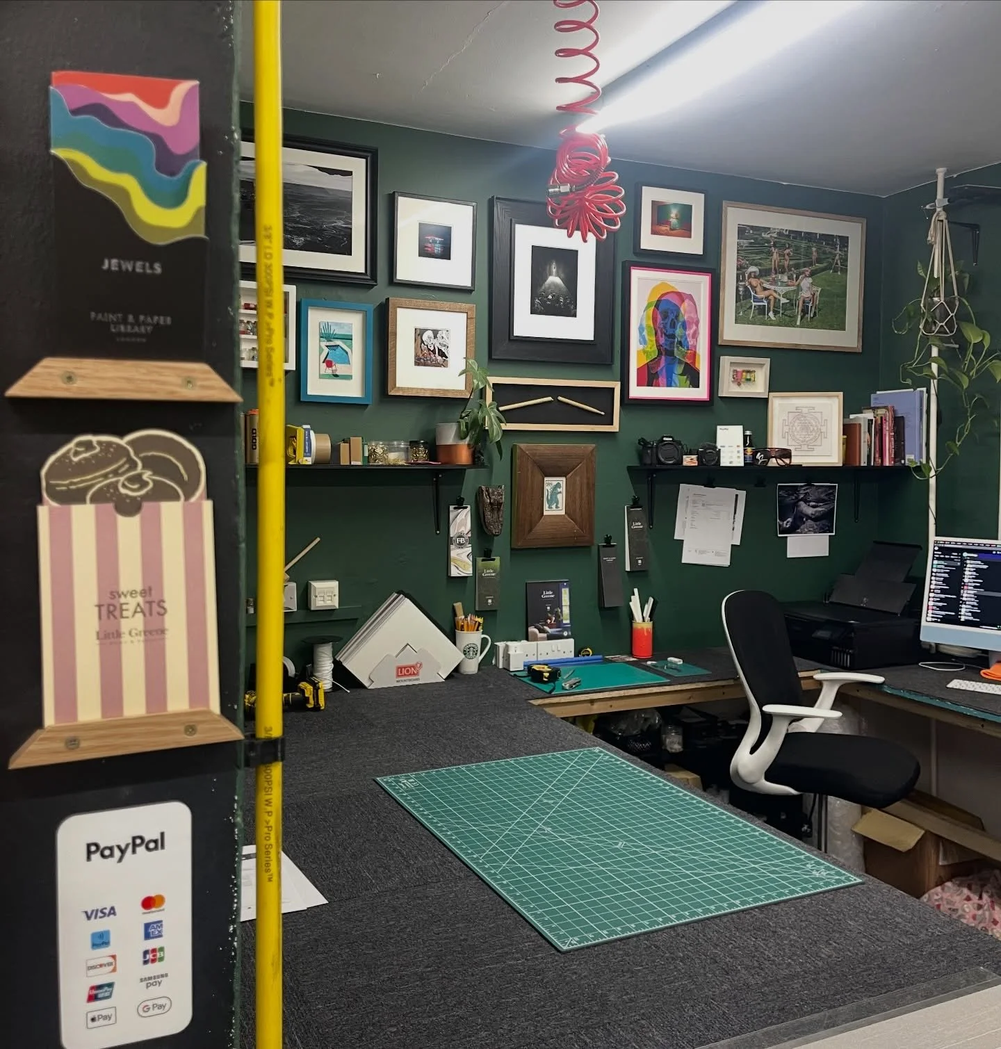 Had a little spruce up post Xmas rush. Went with &ldquo;YouTube studio&rdquo; green aka millennial green 🤣

#pictureframing #studio #art #worcester #homedecor