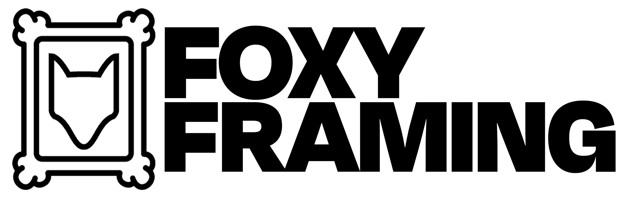 The Foxy Framing logo with a stylized fox face inside a decorative frame next to the words "FOXY FRAMING" in bold capital letters.