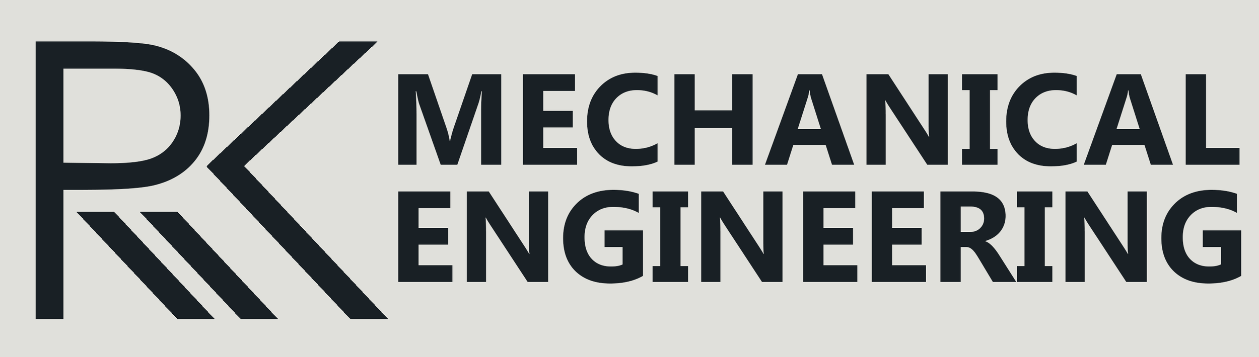 RKME Logo ar stilizētiem burtiem R un K, un tekstu "mechanical engineering"