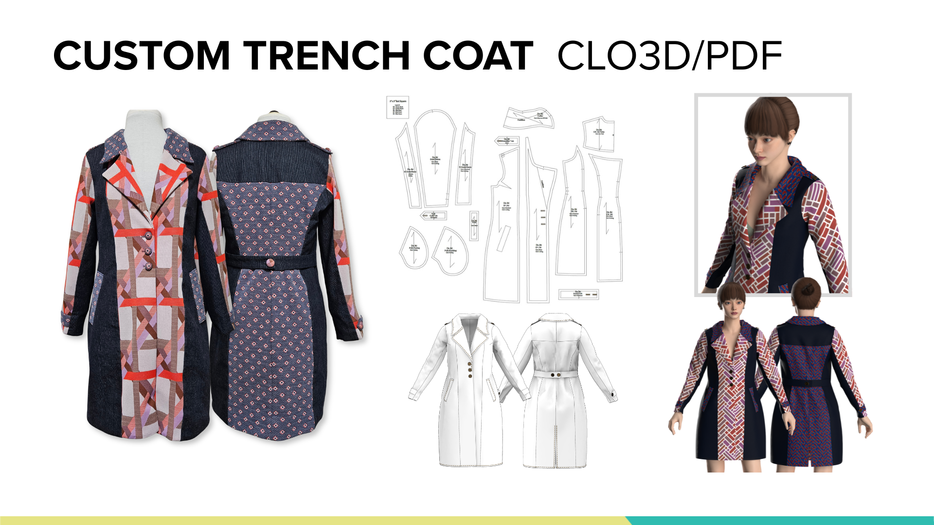 Custom Trench Coat | Design, Patternmaking & CLO3D Development

This custom trench coat was designed and developed from concept to finished garment, combining original design, digital patternmaking, and garment construction. The project showcases the