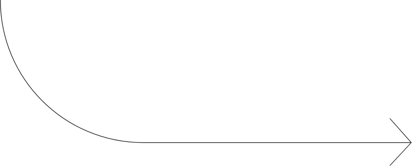 A black arrow pointing to the right with a curved tail.