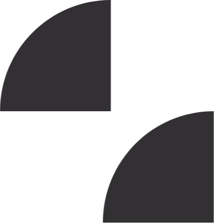 Four black semicircles and one black quarter circle on a white background.