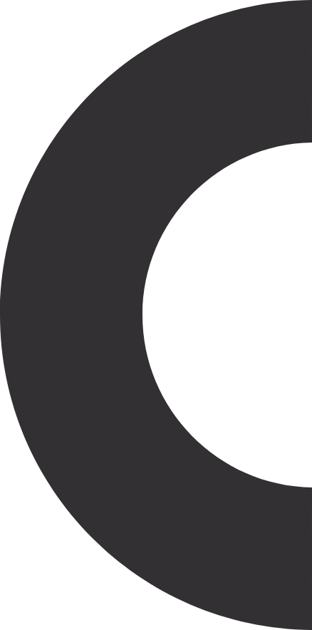 A large, gray letter 'C' on a black background.