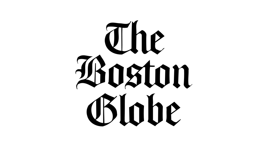 The logo of The Boston Globe newspaper in black old English font on a white background, bordered by black.