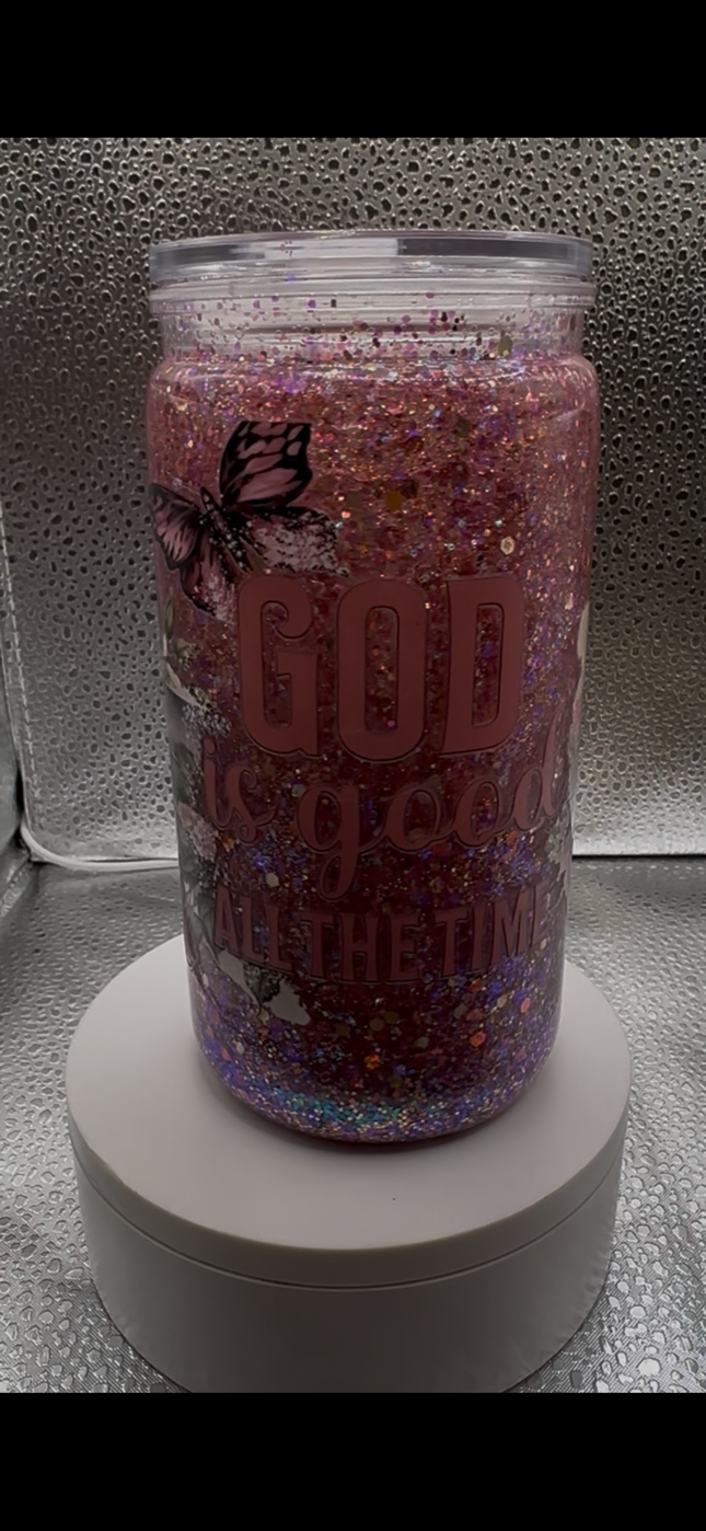 16oz slow flow full glitter tumbler