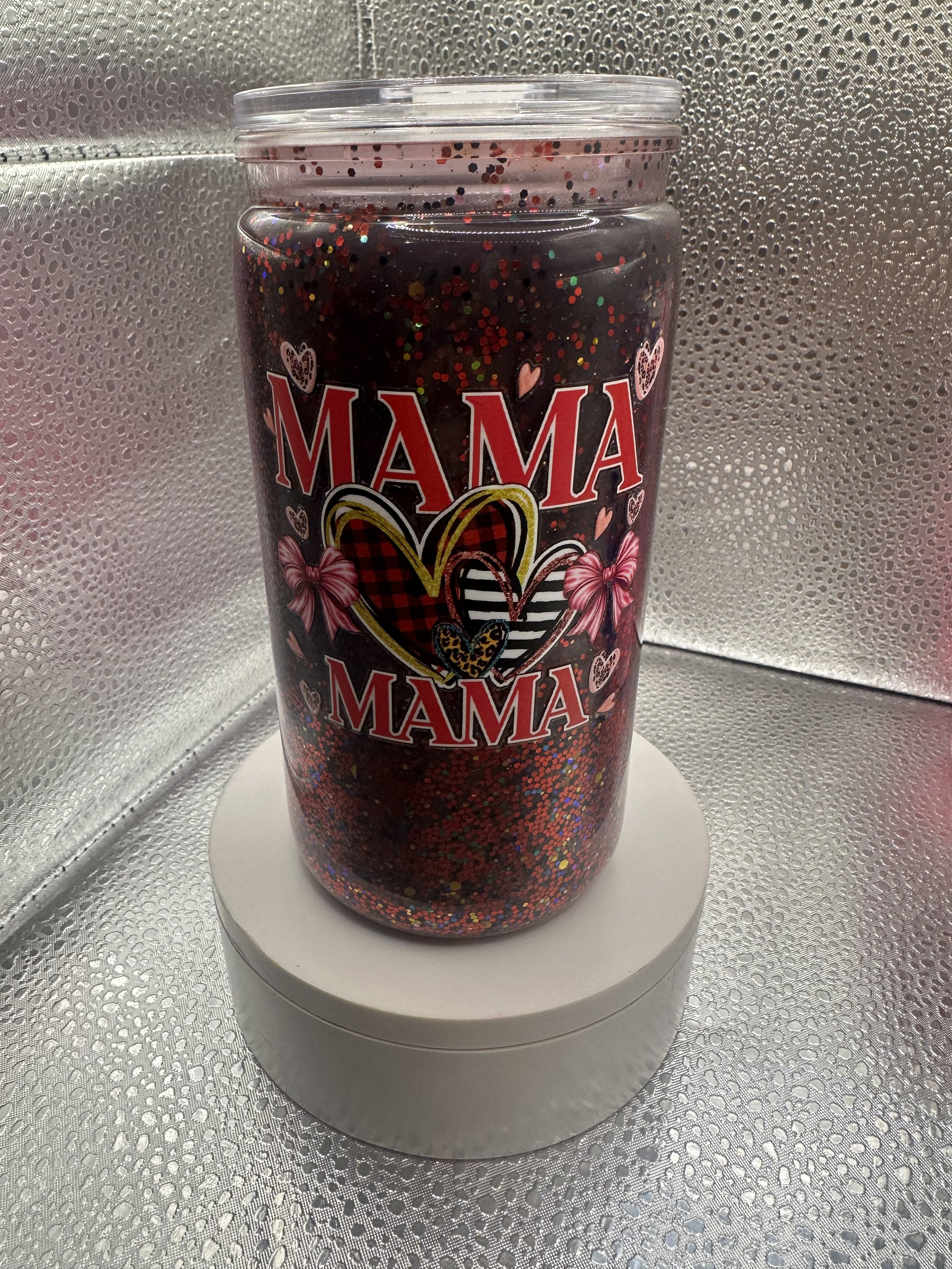 16oz full glitter tumbler with black