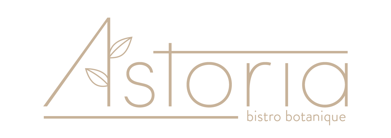 Logo for Astoria bistro botanique with stylized text and leaf design.