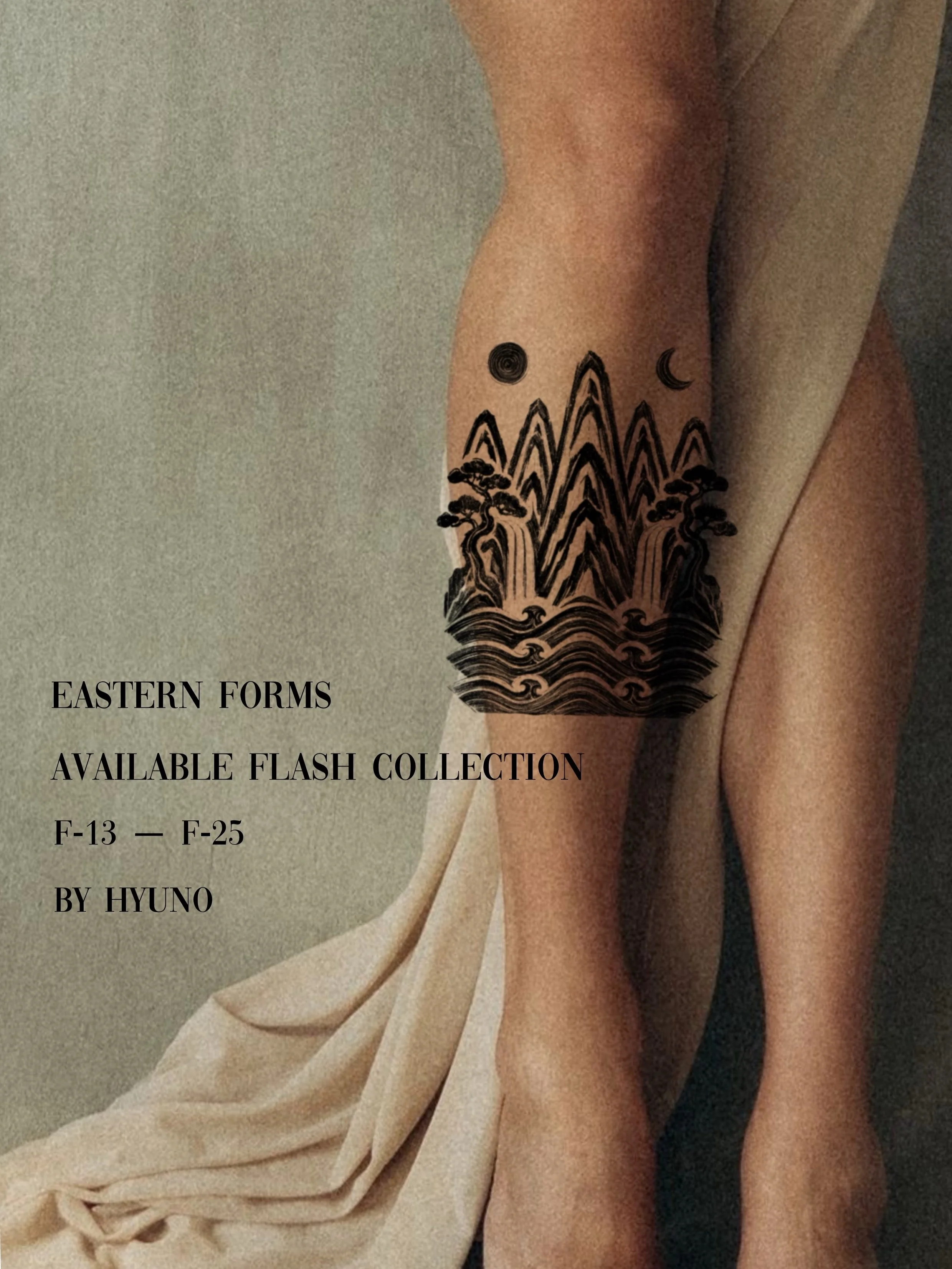 New flash collection &mdash; available to tattoo.

Inspired by Eastern imagery, traditional forms, nature, and symbolic elements &mdash; reinterpreted through my own linework and blackwork style.

Each design is available with size and placement adju