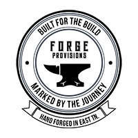 Forge Provisions stamp logo I Built for Build. Marked by the Journey.