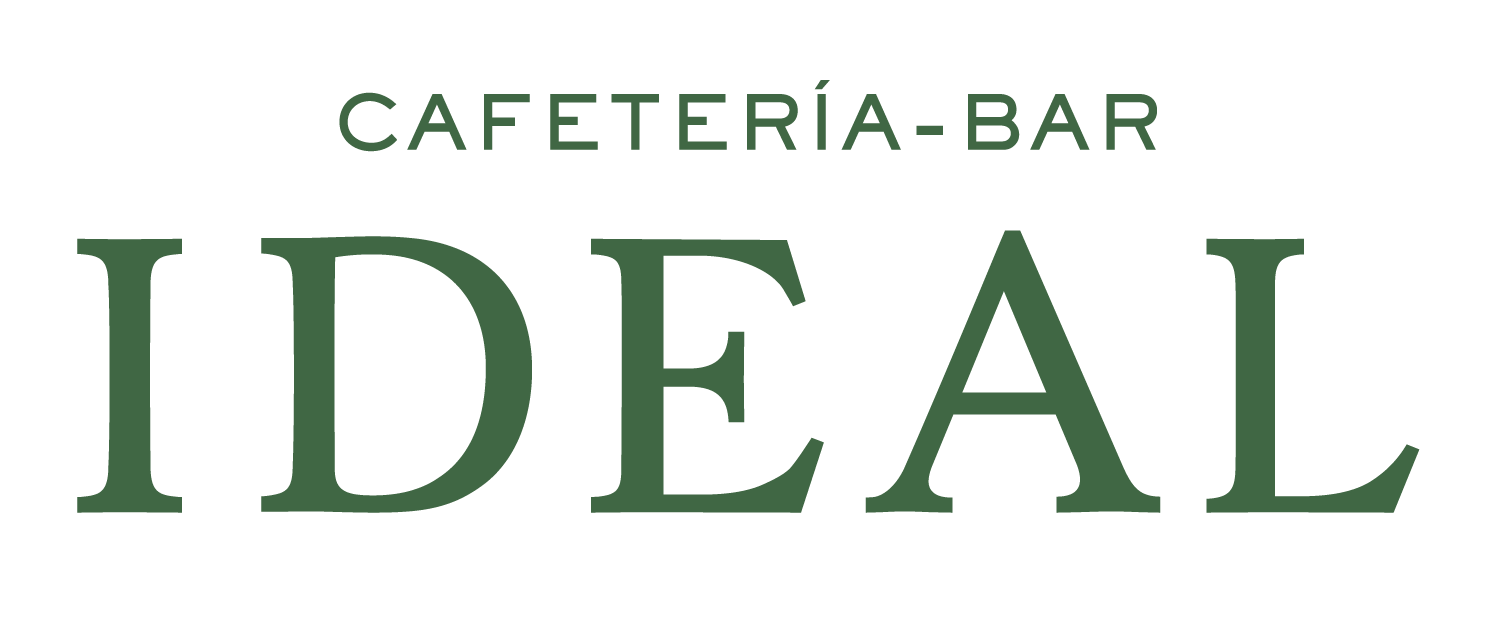 Logo for Cafetería-Bar Ideal with the text "Cafetería-Bar Ideal" in green on a black background.