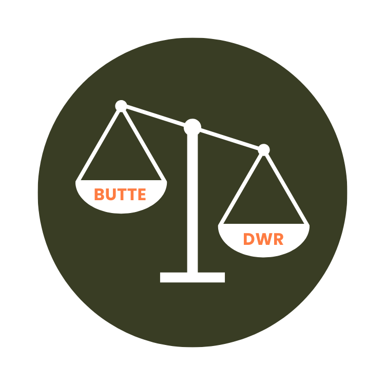 Icon of scale favoring DWR over Butte