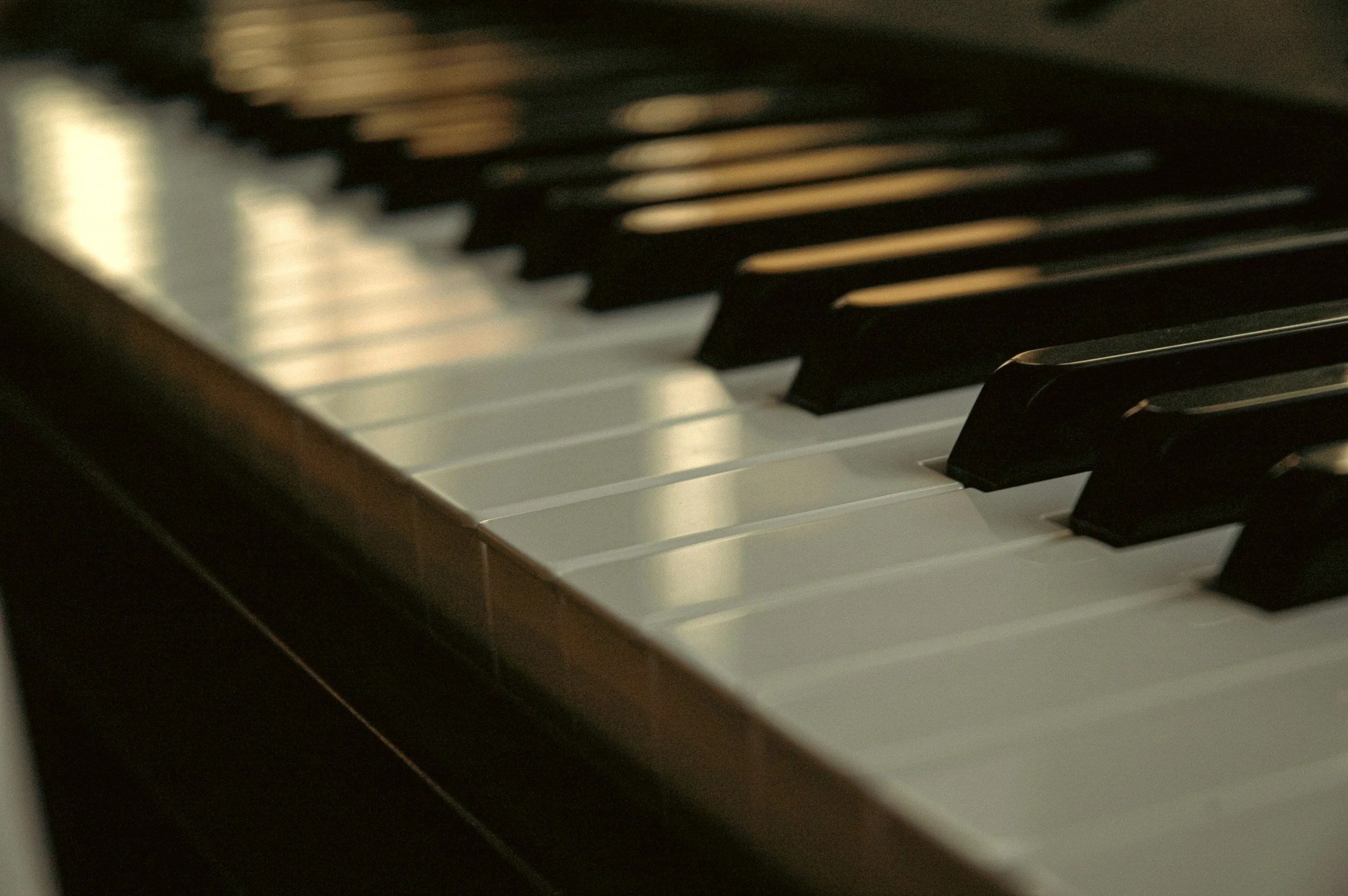 Close up of piano at home