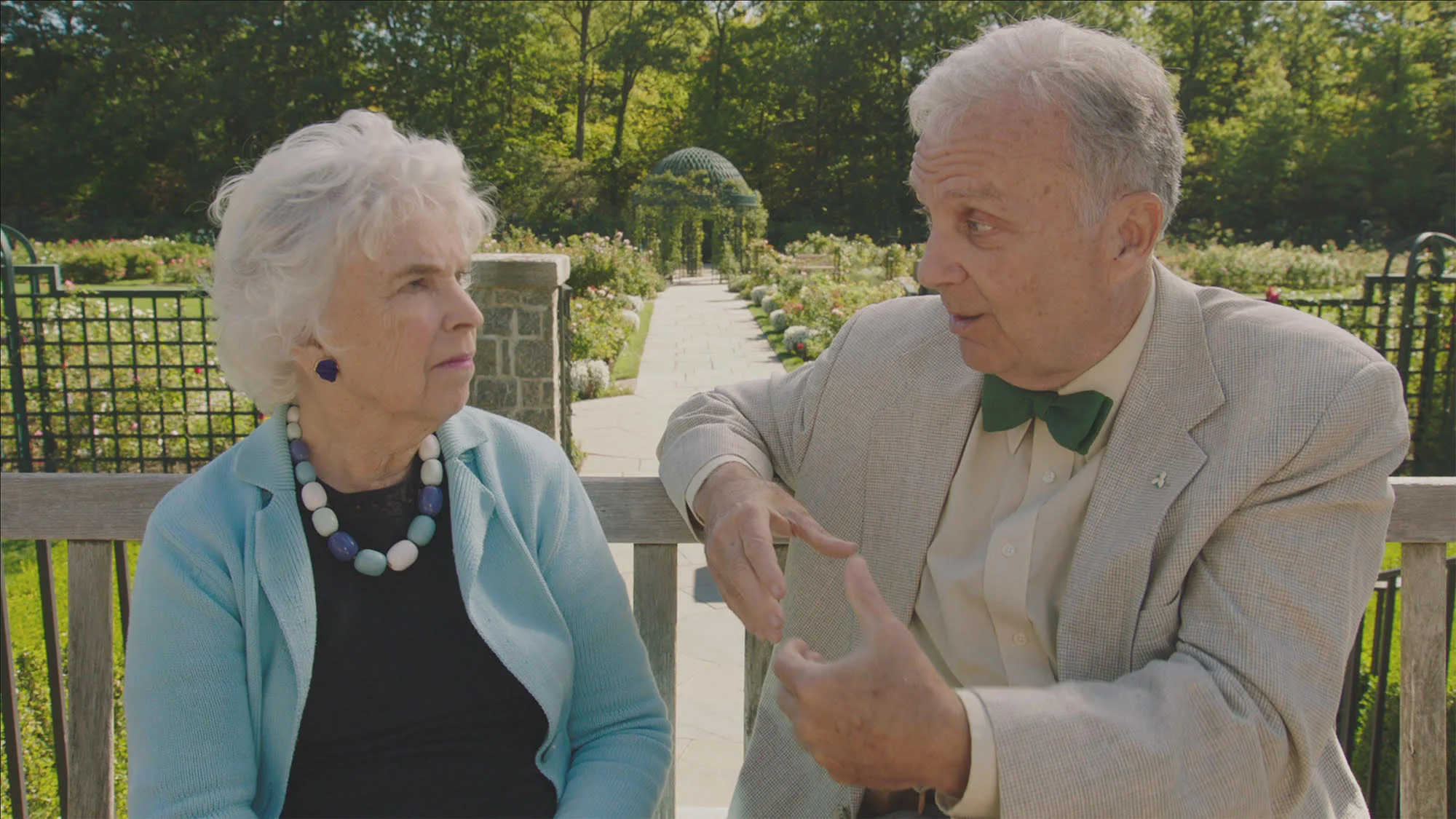 Lynden B. Miller and Patrick Chassé in NYBG’s Peggy Rockefeller Rose Garden.