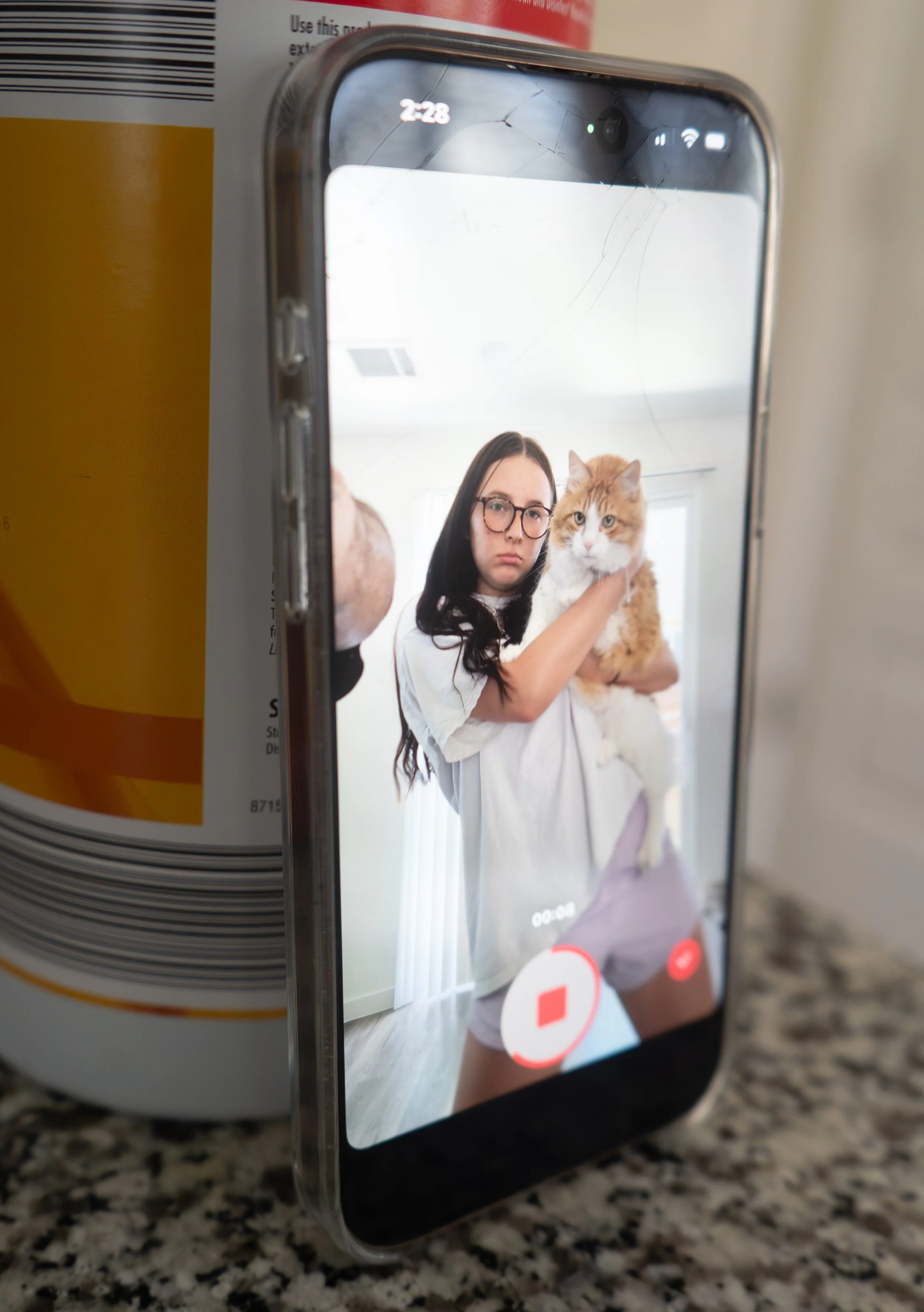 A girl and her Cat
-
Makena holds her cat Moe for a TikTok at her apartment on a Monday morning. She has called
herself a crazy animal lady, but some beg to differ.