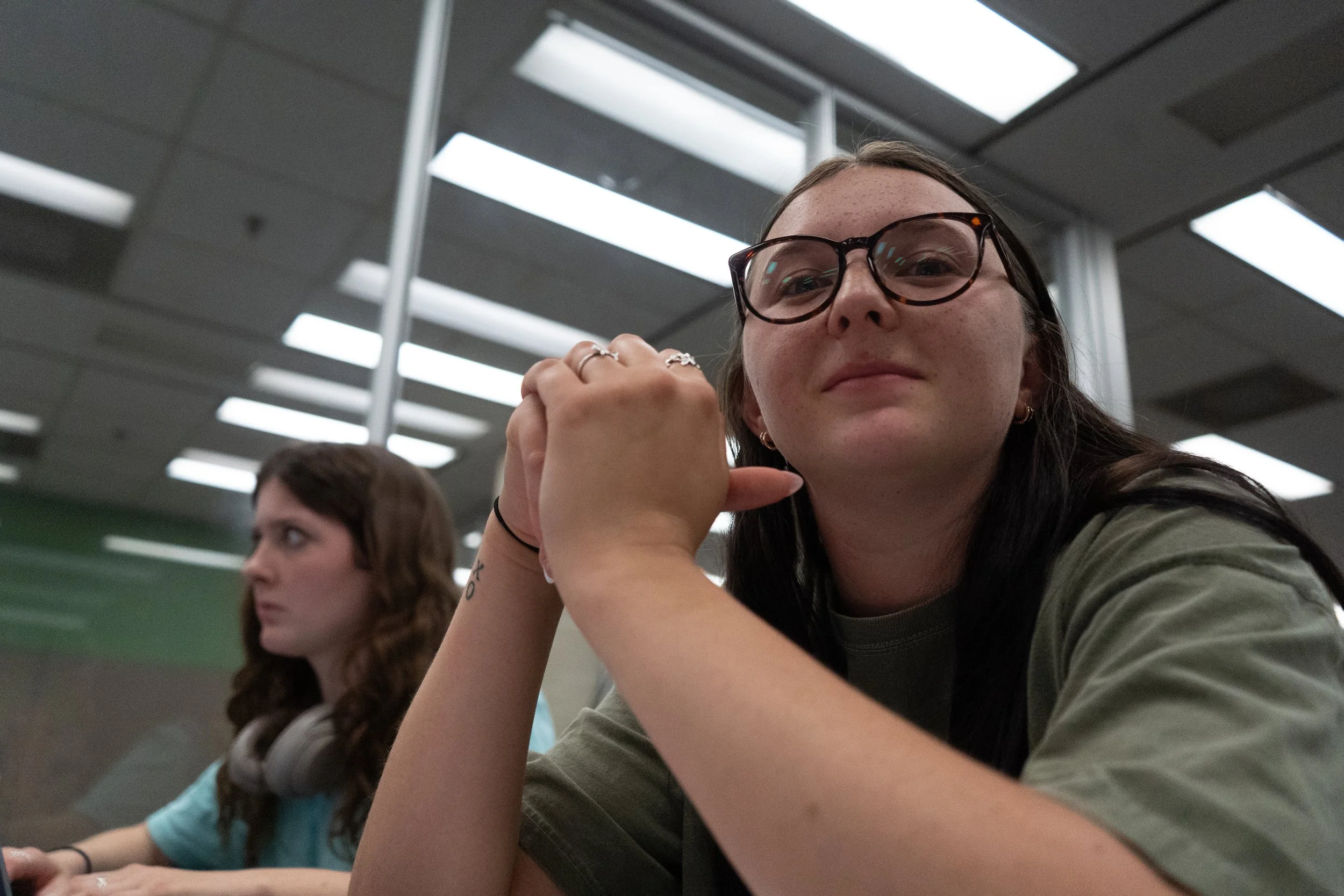 The Subject
-
University of North Texas senior, Makena Parker, glances at the camera while at Willis Library.
Throughout her last 3 years here, she says she felt like she lived here.